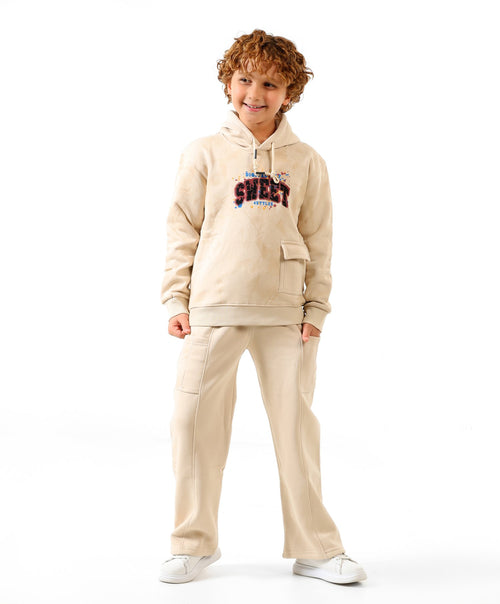 Beige - Sweet cargo hoodie set - boys