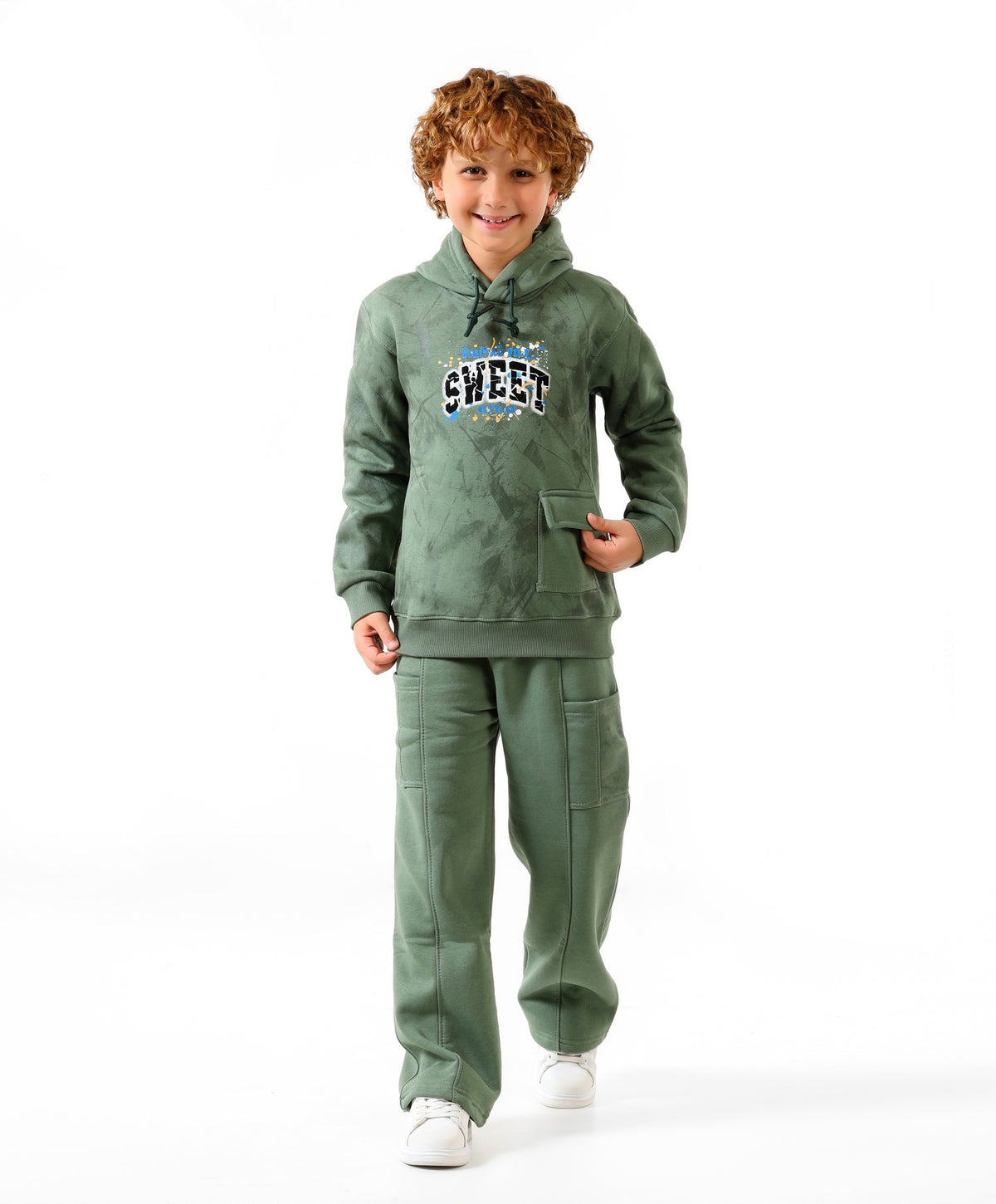Green - Sweet cargo hoodie set - boys