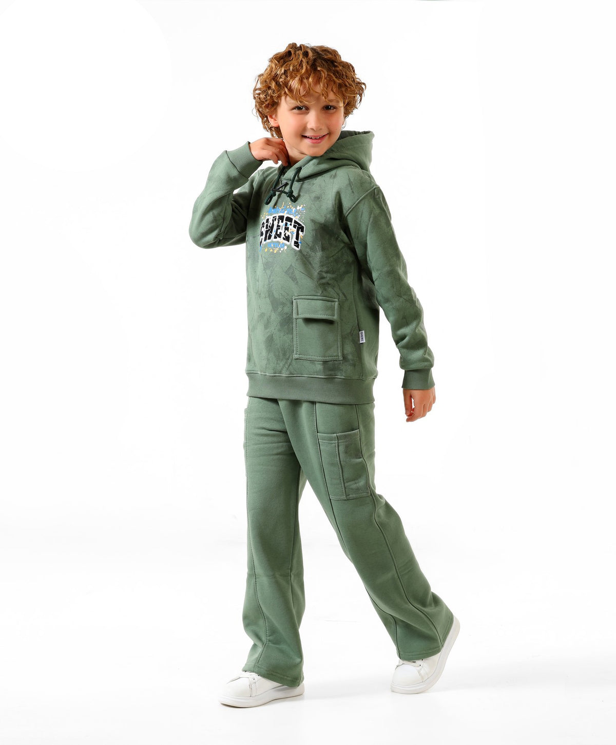 Green - Sweet cargo hoodie set - boys
