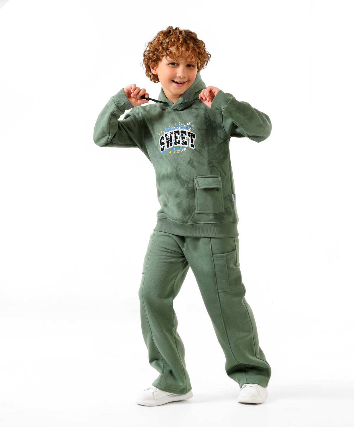 Green - Sweet cargo hoodie set - boys