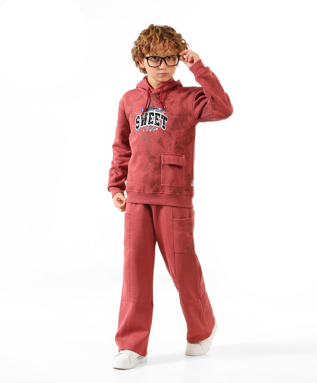 Red - Sweet cargo hoodie set - boys