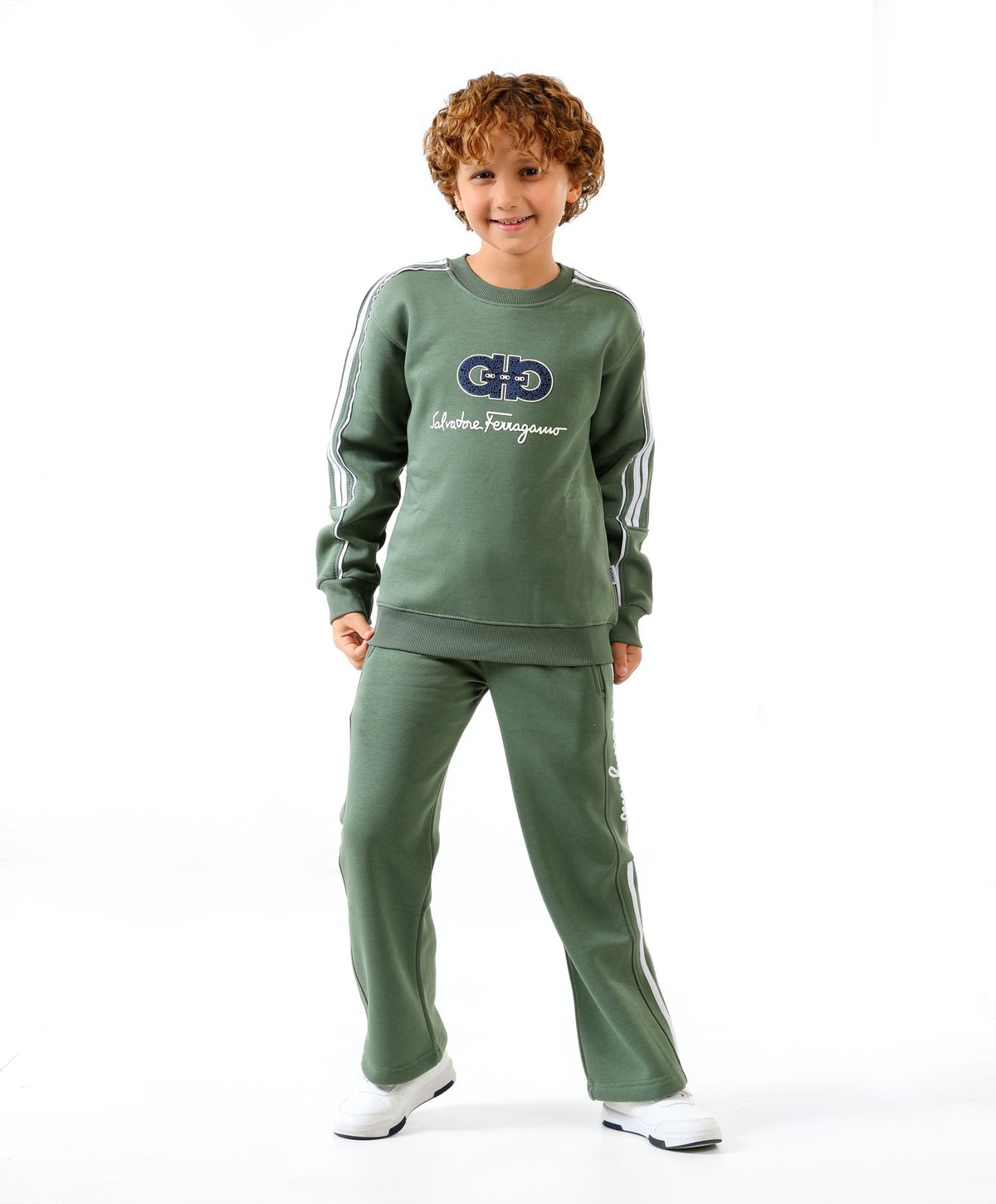 Green - Stripe sweatshirt set - boys