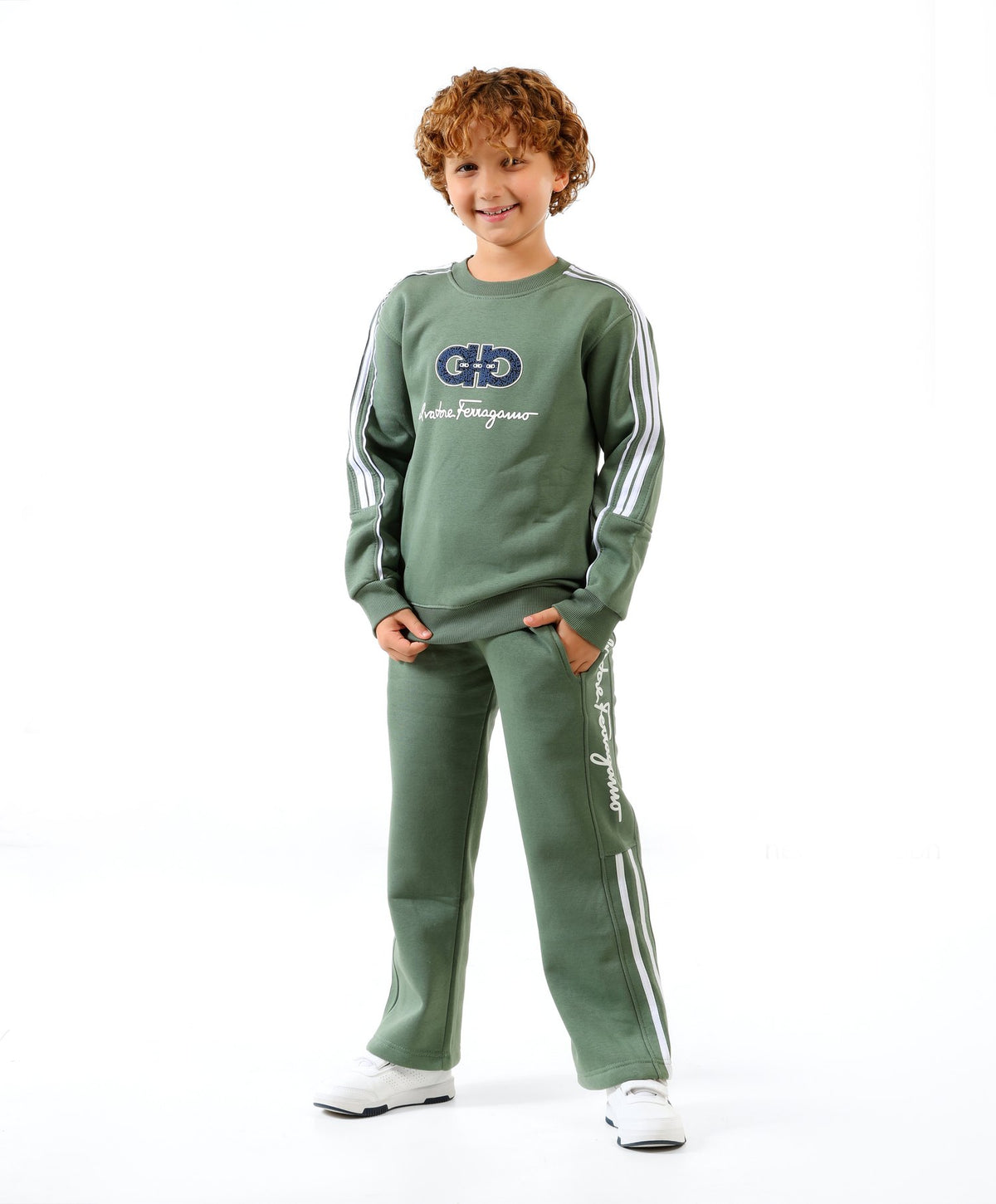 Green - Stripe sweatshirt set - boys