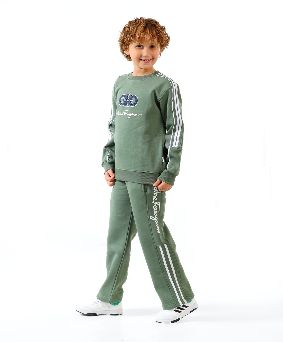 Green - Stripe sweatshirt set - boys