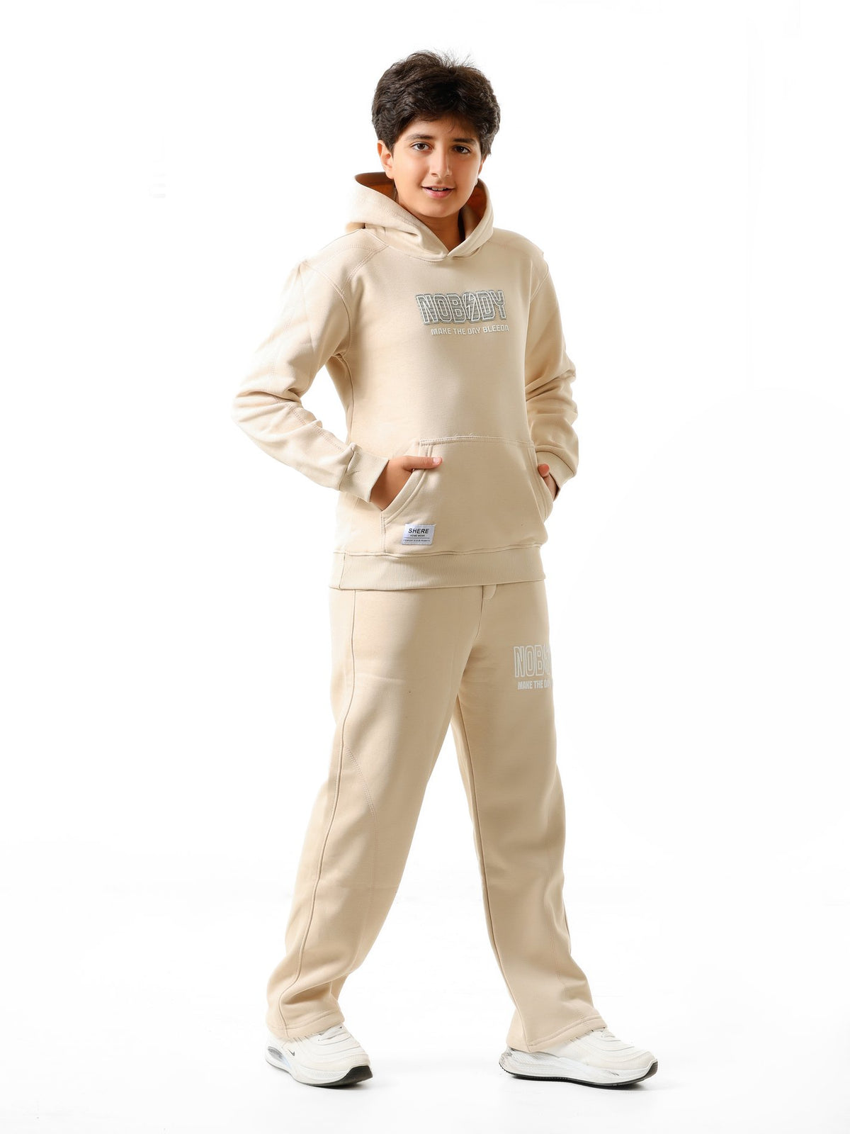 Beige - Nobody hoodie set - older boys