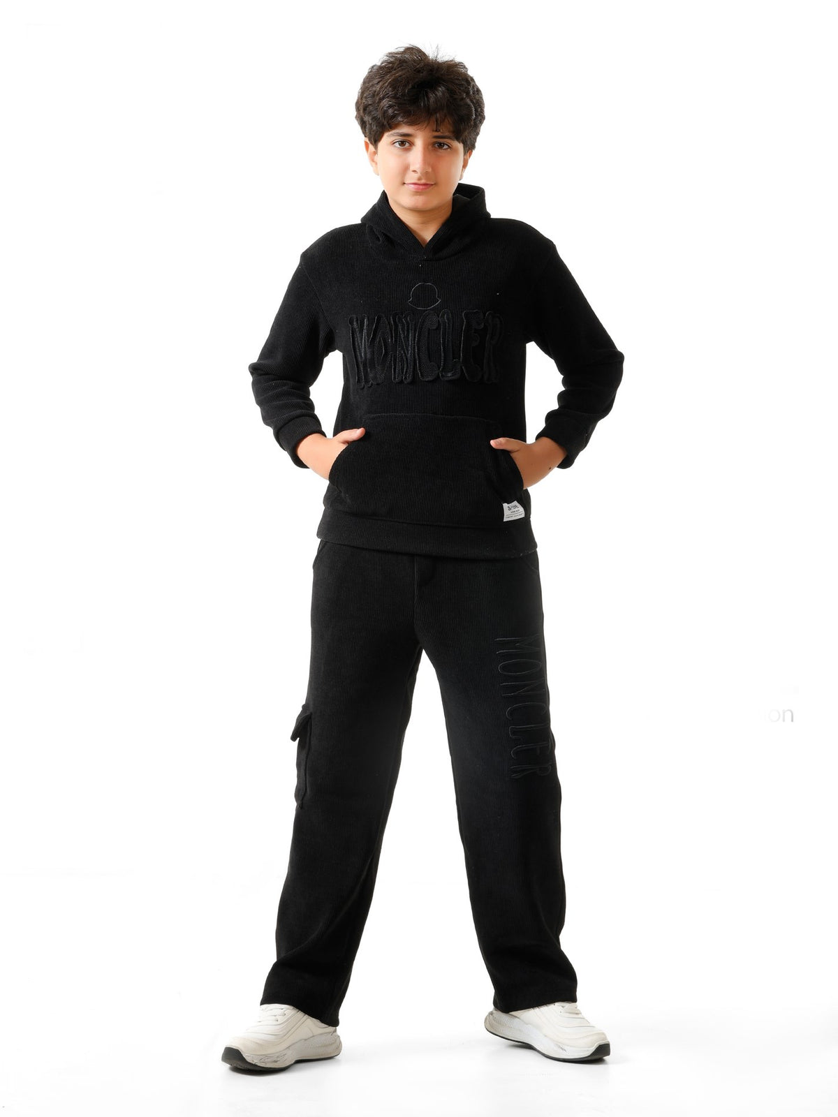 Black - Rib cargo hoodie set - older boys