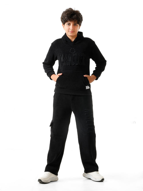 Black - Rib cargo hoodie set - older boys