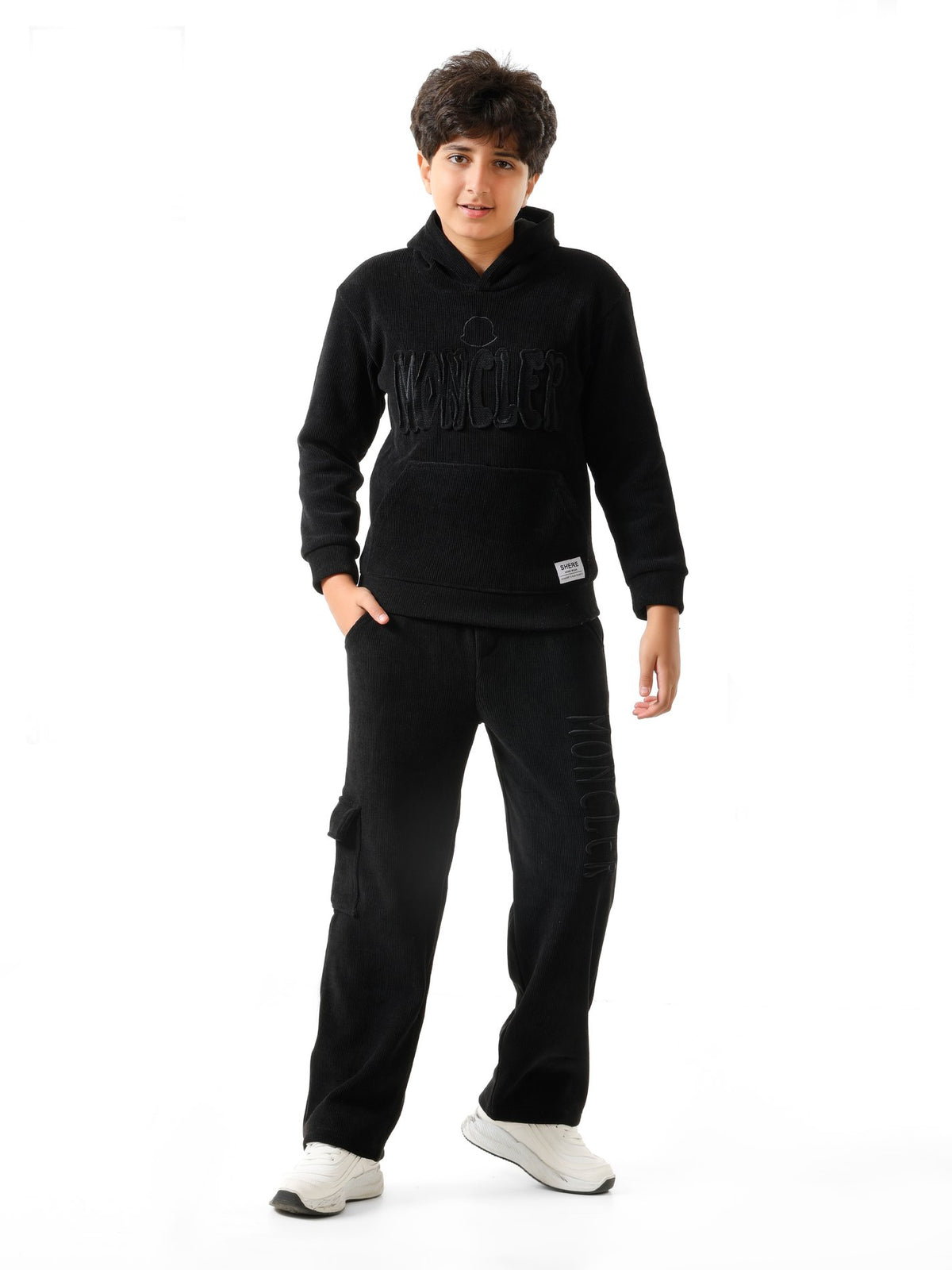 Black - Rib cargo hoodie set - older boys