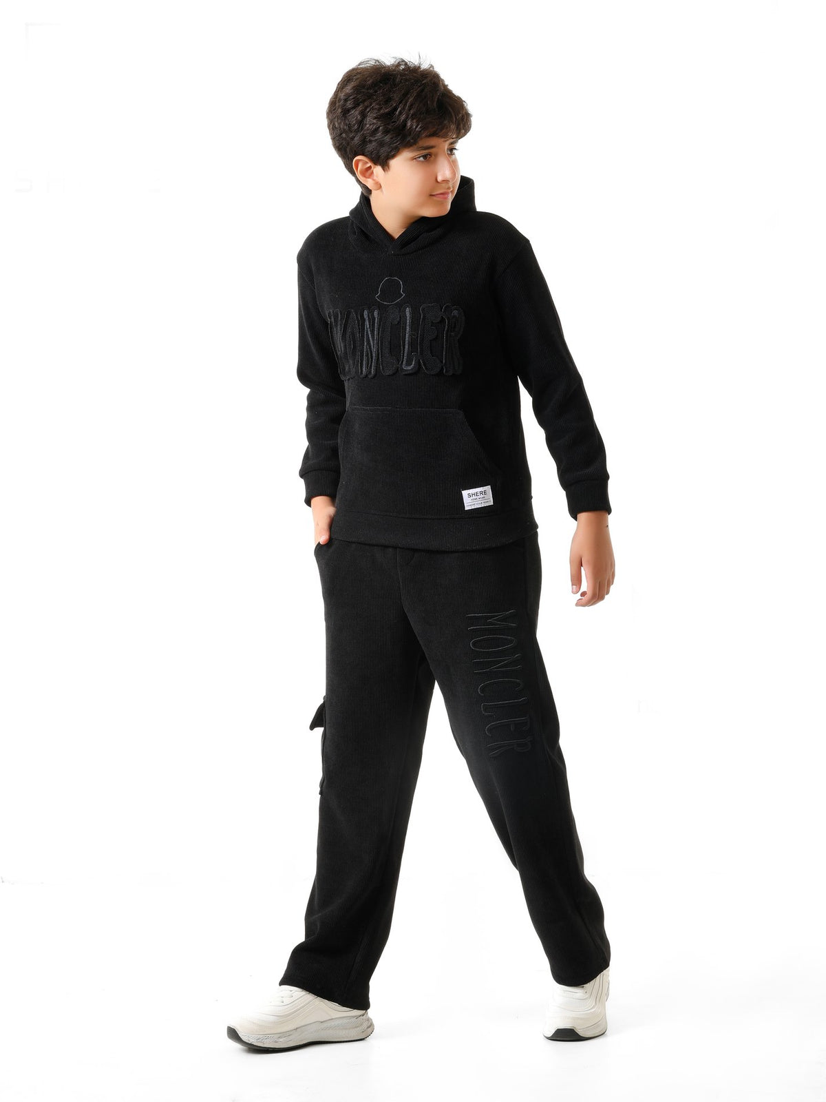 Black - Rib cargo hoodie set - older boys