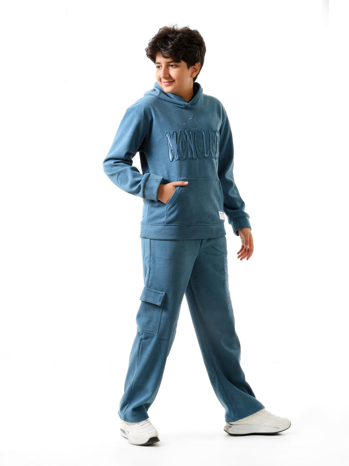 Blue - Rib cargo hoodie set - older boys