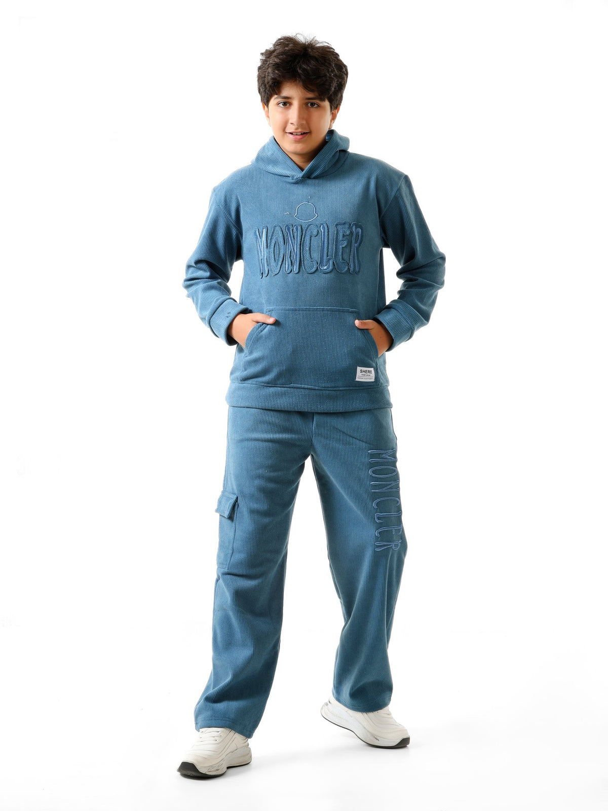 Blue - Rib cargo hoodie set - older boys