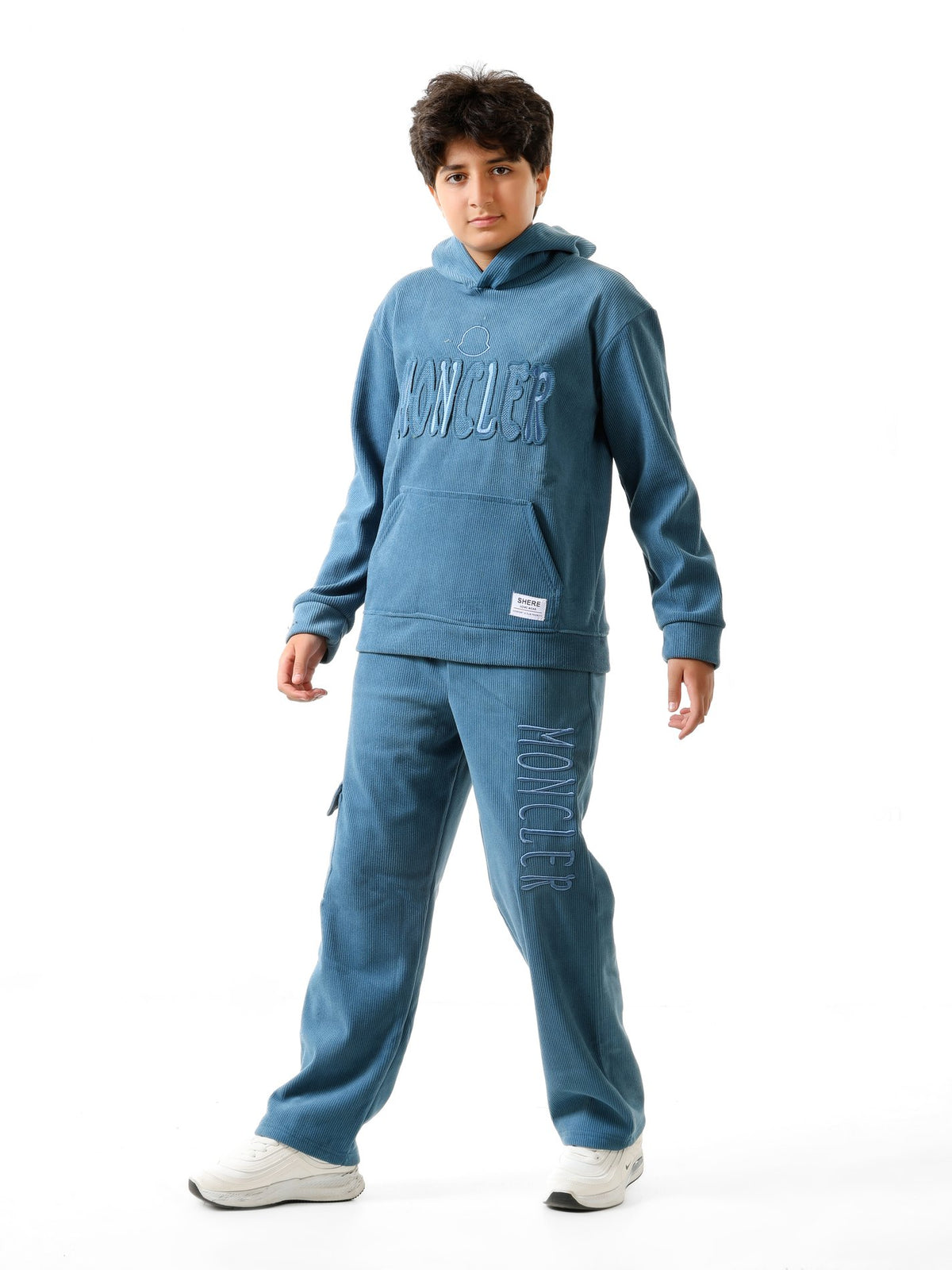 Blue - Rib cargo hoodie set - older boys