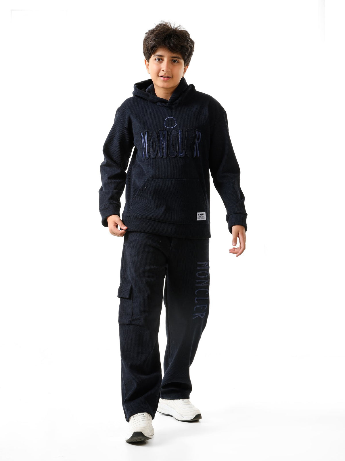 Navy - Rib cargo hoodie set - older boys