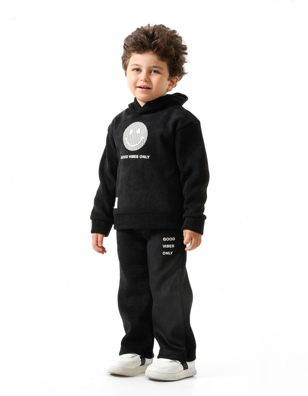 Black - Good Vibes hoodie set - little boys