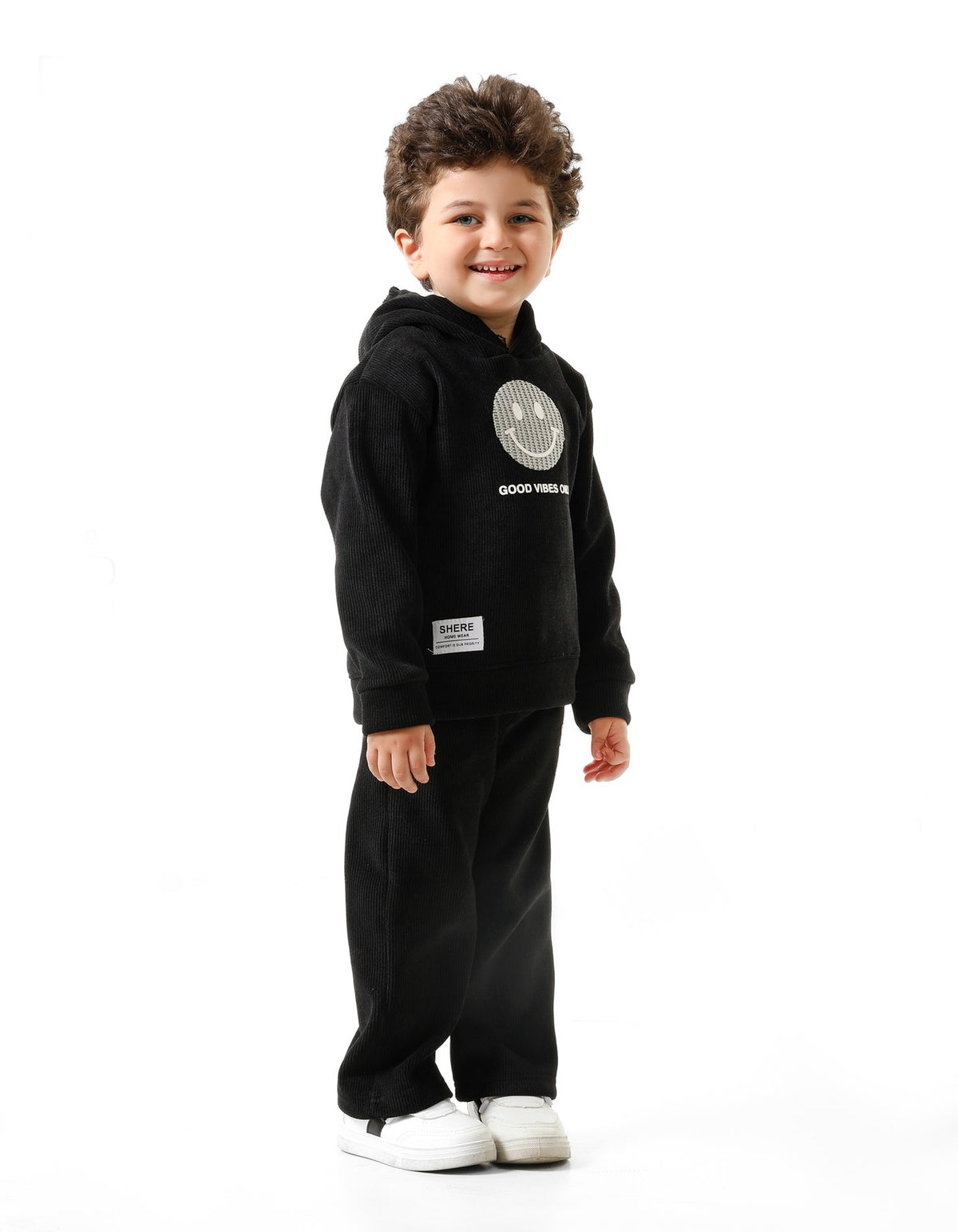 Black - Good Vibes hoodie set - little boys