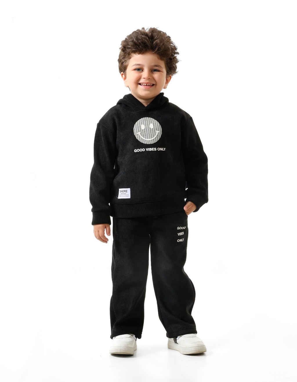 Black - Good Vibes hoodie set - little boys