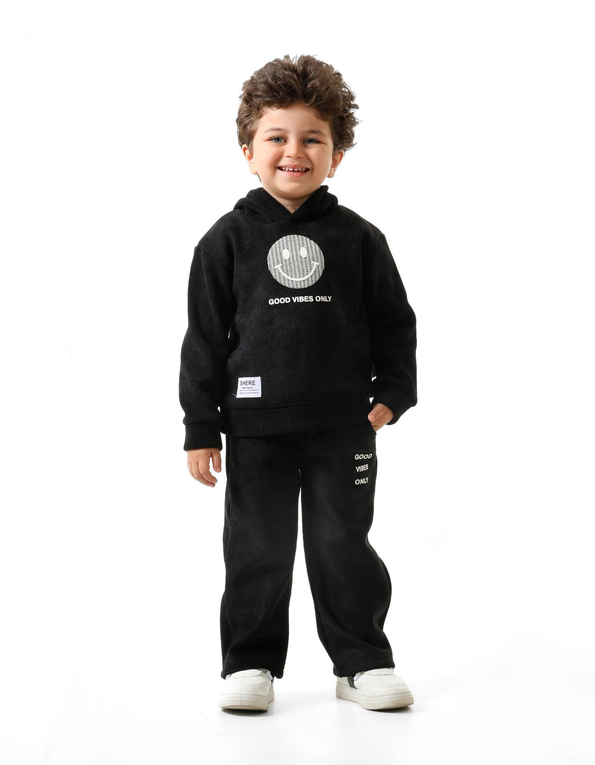 Black - Good Vibes hoodie set - little boys